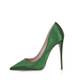 Zhabtuc Damen Stiletto Pumps Spitze High Heels 12CM/4.72IN Elegant Satin Party Abschlussball Hochzeit Heels Absatzschuhe Grün Größe 38 EU（8 US）