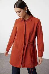 Tie Tie Waist Woven Aerobin Shirt