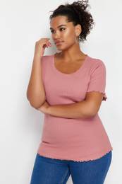 Curve Pale Pink Camisole Knitted Plus Size Blouse