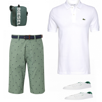 Outfit mit Weiß Poloshirt Lacoste "Lacoste"