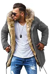 Rello & Reese Winter Parka mit Fell-Imitat Jacke Mantel MJ-7250 Grau, M