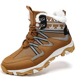 VITIKE Damen Winterschuhe Warm Gefüttert Schneestiefel Winter Outdoor Boots Winterstiefel mit Warm Gefüttert,Gelb Braun,37 EU