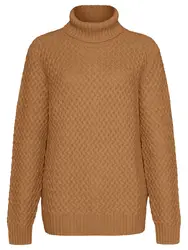 Cashmere Stories Herren Rollkragenpullover mit besonderer Kreuzstichstruktur braun