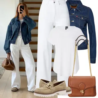 dan na plaži Outfit sa Bijela/Siva/Krem Tunika/Majica I Top Veći Broj/Bluza Veći Broj VERO MODA "Proljetni Outfit"Look: Koncer, Škola, dan na plaži