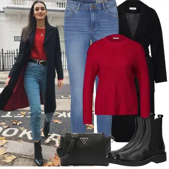 Kombinacije za zimu Boho, Stil sa Plava/Svjetloplava Traper Tajice/Jeggings/Skinny Hlače VERO MODA "Zimske Odjeće"Look: Stil, Rap, Ležerno, moderne, Disko, Prekrasan, cool, Old Money, Običan