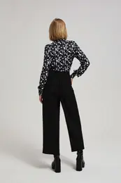 Plain trousers with wide legs
