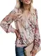 Itsmode Damen Bluse Langarm Leopardenmuster Hemd Elegant Oberteile V-Ausschnitt Casual Top Tunika