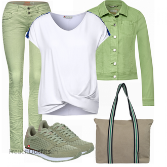 Outfit mit Grün Schuh Sneaker WODEN "Frühlingsoutfit"