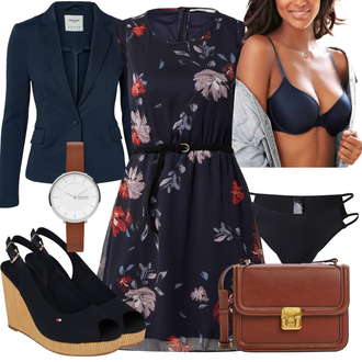 Outfit mit Blau/Schwarz/Dunkelblau Balconette-Bh/Bügel-Bh/Bh Ohne Bügel/Entlastungs BH/Push-Up-Bh/Minimizer-Bh/Soft Bh/Gepolsterte BH/Still-Bh/Multiway-Bh/Bügel-BH Lascana "Modischer Sommer Look"