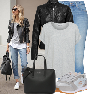Outfit sa Plava/SvjetloPlava Hlače Jeggings/Traper Tajice/Skinny Hlače Only "Moderan look za slobodno vrijeme"