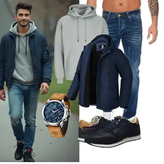 Stehkragen Outfit mit Blau/Dunkelblau/Hellblau Wasserdichte Jacke/Winterjacke/Segeljacke/Wanderjacke/Winter Parka/2in1 Jacke/Funktionsjacke/Trekkingjacke "Freizeit Outfit"