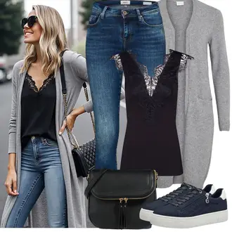 Elegantan, Sportski Ljeto Outfit sa Crna/Smeđa Torba za nošenje/Torbica/Torba za rame/Torba Za Preko Ramena/Torba preko ramena About You, Tamnoplava/Plava/Svjetloplava Tenisica za tenis/cipela za trčanje/cam cipela/pristup cipela Tamaris "Proljetni Outfit"Look: Šik, Ured, klasický, Elegantan, Vintage, Chic, Old Money, cool, Sportski, Pametno ležerno, Bad Taste, Ležerno, Boja, Skater, Unisex