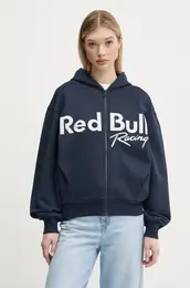 Bombaen pulover LOGO ZIP HOODIE enski, mornarsko modra barva, s kapuco, RL580011