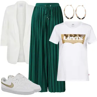 Old Money Outfit mit Weiß/Blau Sneaker Low/Schmaler Sneaker/Vintage Sneaker/Skateschuh/Leder Sneaker Nike Sportswear "Modischer Sommer Look"Look: Sportlich, Esthetische, Old Money