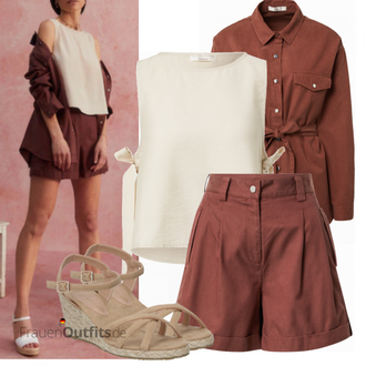 Button Down Outfit mit Rot/Braun/Orange Bluse und Tunika/Bluse Große Größe/Mantel/Casual Hemd/Hemdbluse/Flanellhemd/Business Hemd guido maria kretschmer women "Casual Outfit"