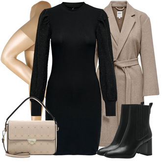 Zima Outfit sa Crna Haljina/Haljina Veći Broj/Pletivo Veći Broj Only "Jesenski outfiti"