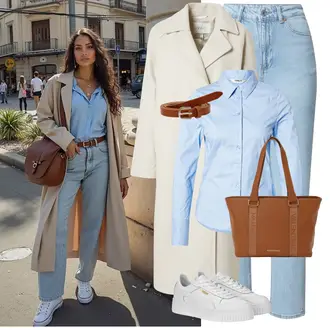 Carina Outfit sa Bijela/Bež Tenisica s platformom Puma "Moderan zimski outfit"