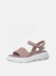 Old Pink Leather Patterned Sandals on The Platform - Women