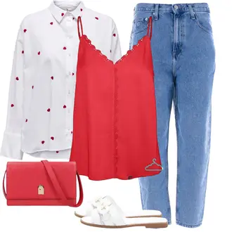 Knoop Omlaag Outfit met rood Blouse met Lange Mouwen/Blouse Met Elleboogstuk/Geborduurde Blouse/Kinderspeelgoed/Blouse met Oogjesborduurwerk/CrashBlouse/Speelse Blouse/Blouse Met Knoop/Zakelijke Blouse Only "Zomerlook voor modieuze"