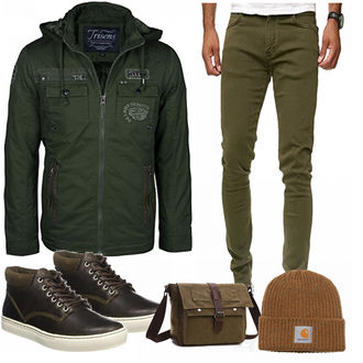Outfit mit Braun/Grün Hut Carhartt "Timberland"