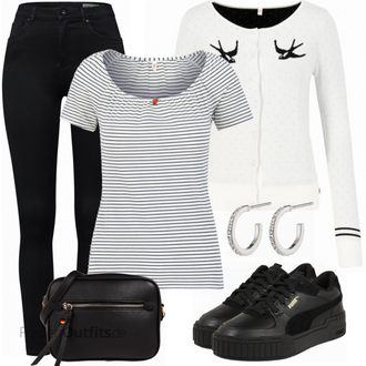 Outfit mit Schwarz Lederjacke/Cord Legging/High Waist Legging/Strick Legging/Gefütterte Leggings/Lederjacke/Thermohose/Treggings/Warme Leggings/Biker Jeans/Thermojeans VERO MODA "Perfekt für die Freizeit"