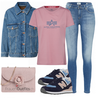 Outfit mit Beige T Shirt Alpha Industries "Perfekt für die Freizeit"