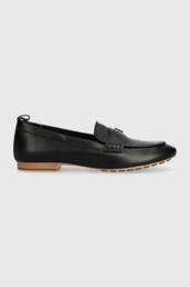 Usnjeni mokasini TH LEATHER MOCCASIN enski, rna barva, FW0FW07715