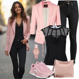 Outfit sa Crna/Narandžasta/Smeđa Bluza bez rukava/Svjetlucava Bluza/Prozirna bluza/Crash bluza/Čipkasta Bluza/Dječja igračka/Bluza s Podignutim Ovratnikom Pinko "Stilski outfit za proljeće"