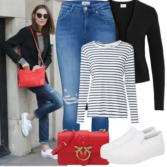 Jeans Outfits Skinny mit Blau Lederjacke/Ankle Boot/Jeans mit Schlitz/Jeans mit Loch/Push up Jeans/Leather jackets Only "Frühling outfit"