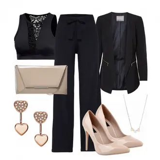 Metallic Outfit mit Grau High Heel Stiefelparadies "BusinessStyle"