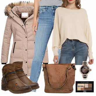 Winter Outfit mit Blau/Hellblau Winterjacke/Lederjacke/Regular-Fit Jeans/Straight Leg Jean/Sportschuhe/Push up Jeans/Low Waist Jean/Knöchelstiefel/T-Shirt/Schlupfjeans/Low Rise Jean/Damen 7/8-Länge Jeans/Slim Fit Jeans/Leder Schuhe/Jeans mit Schlitz Mavi "Woolen Bloom Pullover"