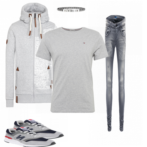 Grau T-Shirt Tommy Jeans kombinieren