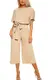 Ajpguot Jumpsuit Damen Sommer Kurze Ärmel Playsuit Elegant Business Einteiler Höschen Overall Lang Romper (101141 Aprikose, M)