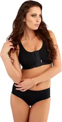 LipoElastic - Postoperatieve steunBh - PI Active - met haak- en oogsluiting vooraan - zwart