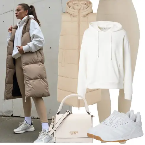 Comment poter Beige/Rose/Blanc/Marron Sac à Bandoulière/Sac de Transport/Portefeuille/Petite poche/Cartable/Sac à Épaule Guess avec Blanc/Crème/Kaki/Gris Pull à Capuche/Sweat à Capuche Oversize/Pull à capuche/Pull Simple/Pull Polaire/Pull à Capuche/Hoodie Fantaisie/Hoodie de Sport/Sweat à capuche unisexe/Vintage Hoodie/Sweat-shirt de sport MSCH Copenhagen