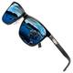 DUCO Metall Sonnenbrille Eckig Unisex Polarisierte Sonnenbrille mit UV400 Schutz für Outdoor Sports 3029H (Schwarz/Blau)