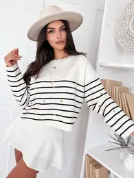 Sweter damski VELORIA ecru-czarny