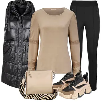 Outfit mit Schwarz/Hautfarben Sneaker Low Steve Madden "Herbst Outfit für den Alltag"