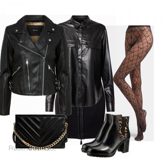 Party Outfits mit Schwarz Lederjacke VERO MODA "Timber"