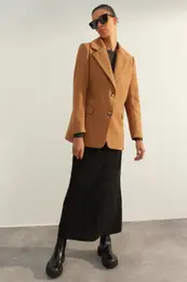 Camel Limited Edition Regular Lined Woven Blazer Jacket