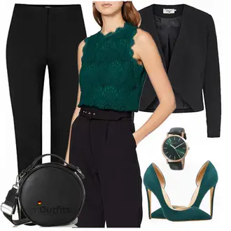 Hochzeitsgast Outfit mit Grün/DunkelGrün/Türkis Eleganter Schuh/Slingpump/Bequemer Pump/High Heel/Vintage Pumpe/Hochfrontpump AOOAR "Perfekt für die Arbeit"
