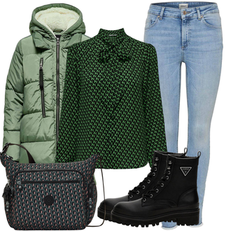 Winter Outfits Short sleeves met Donkergroen/groen Zomer Donsjack/Puffer Jas/Donsjas/Winter Parka/Winterjas Only "Outfit voor de winter"