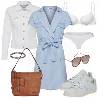 Outfit mit Hellblau/Blau Kleid Große Größe/Tunika Noisy may "Noisy may"
