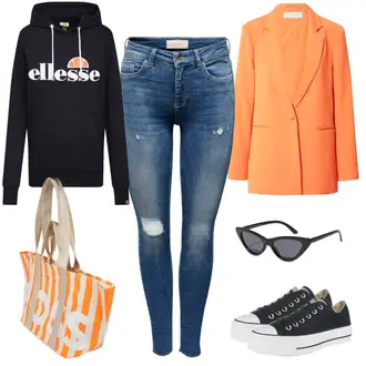 Outfit mit Orange Anzug Neo Noir "Sportlicher Alltagslook"