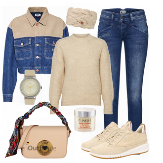 Outfit mit Rosa/Beige/Blau Sneaker Geox "Vero Moda"