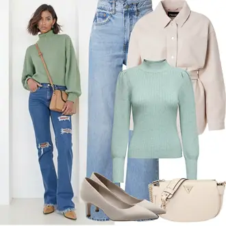 Outfity s "mom" džínami Vysoký Pas s Světle modrá/Modrá Džín s Širokou Nohavicí/Formální Košile/Mom Jean/Džíny s Rozparkem/Dad Džíny/Džíny Culottes/Vintage džíny/High Waist Džínové Kalhoty/Džíny Volného Střihu Dr. Denim "Jarní Outfit"