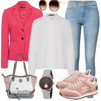 Outfit mit Blau/Hellblau/Braun Lederjacke/High Waist Jeans/Jeans mit Schlitz/Push up Jeans/Schlupfjeans/Leder Schuhe/Herren Lederjacke Only "Praktischer Look"