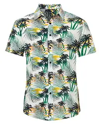 Loveternal Hawaii Hemd Hawaiihemd Herren 3D Druck Hemd Funky Palme Shirt Freizeit Baumwolle Kurzarm Hemden M