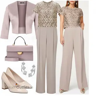Elegante Outfits Satin mit Lila/Rosa/Braun/Beige Blusenjacke/Crop Jacke/Kurzjacke/Jacke Mit 3/4 Ärmel/Schlupfjacke Vera Mont "Eleganter Look"