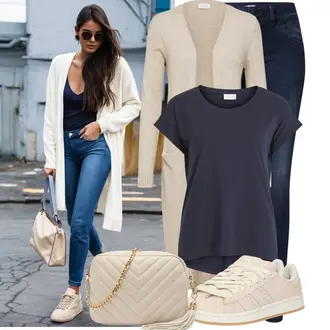 Outfit sa TamnoPlava/Plava Skinny Hlače/Jeggings/Traper Tajice LTB "Moderna kombinacija za slobodno vrijeme"